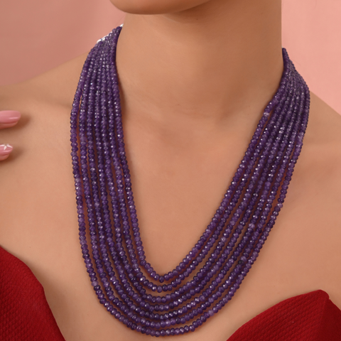 Semi-Precious Amethyst Beads Necklace for Women