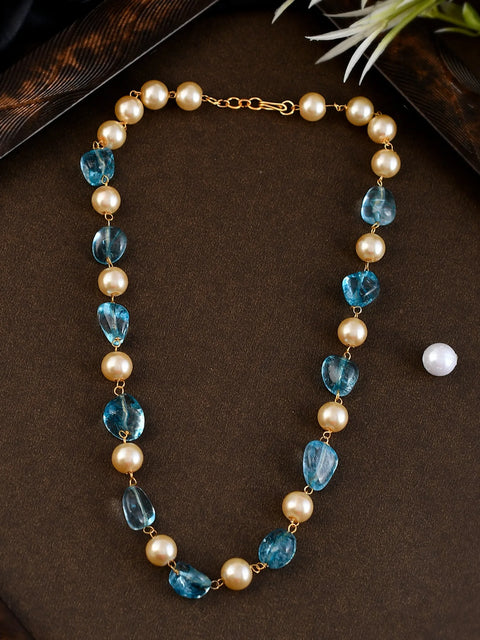 Blue & White Pearls Adorable Set of Earrings & Necklace