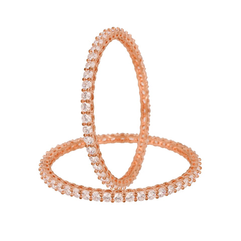 Rose Gold Plated White CZ Single Line Bangle