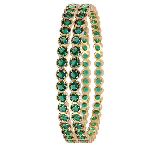 Gold Plated Green CZ American Diamond Bangle
