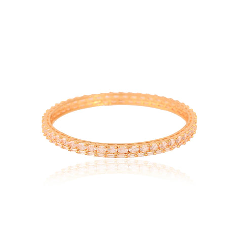 Gold Plated White CZ American Diamond Dual Design Bangle Set