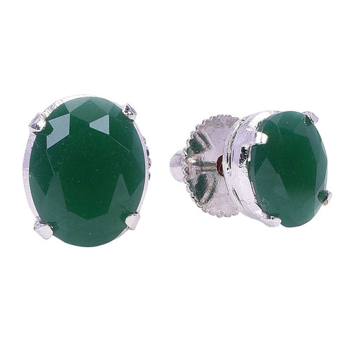 Modern Glamour: Handmade CZ Green Stud Earrings for the Contemporary Lady