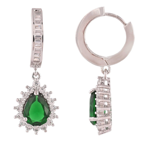 Get Noticed with Modern Designer Green CZ Hoop Earrings