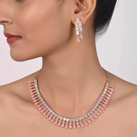 Delicate Handmade CZ Necklace Set - A Touch of Glamour