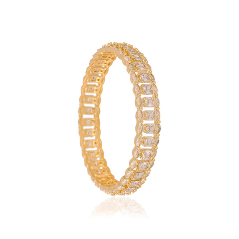 Gold Plated White Dual line CZ American Diamond Bangle