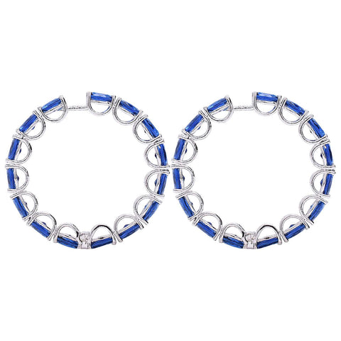 A Must-Have for Fashion-Forward Women: Designer CZ Blue Hoop Earrings