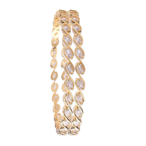Gold Plated Oval White CZ American Diamond Bangle