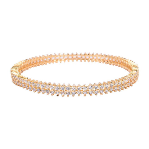 Gold Plated White CZ Double Line Bangle