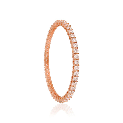 Rose Gold Plated White CZ Single Line Bangle
