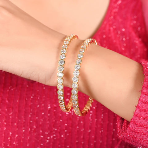 Gold Plated White CZ American Diamond Bangle