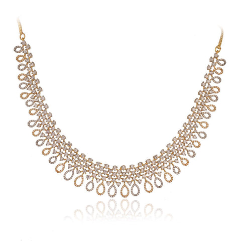Gold Silver Plated White American Diamond CZ Wedding Necklace Set With Earring