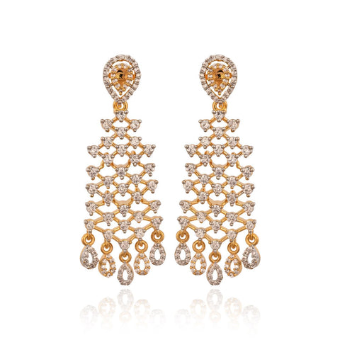 Gold Silver Plated White American Diamond CZ Wedding Necklace Set With Earring