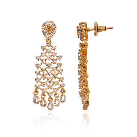 Gold Silver Plated White American Diamond CZ Wedding Necklace Set With Earring