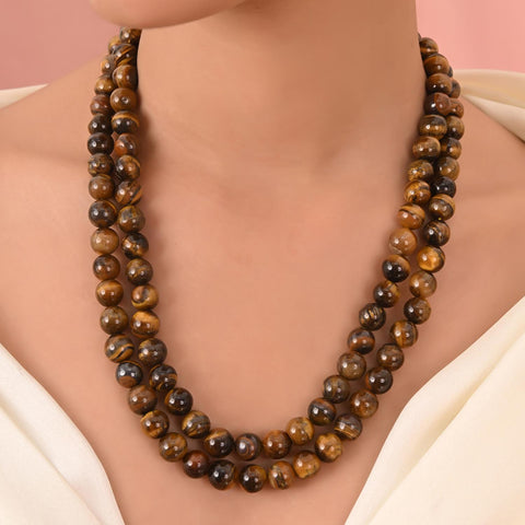 Timeless Glamour: A Classic AAA Quality Tiger Eye Beads Necklace for Women