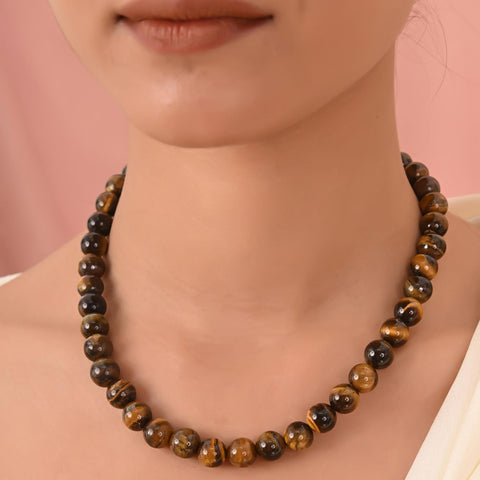 Dazzling Brilliance: A Sparkling AAA Quality Tiger Eye Beads Necklace for Women
