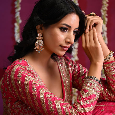 Stunning Real Kundan Long Dangle Drop Bold Earrings for Women