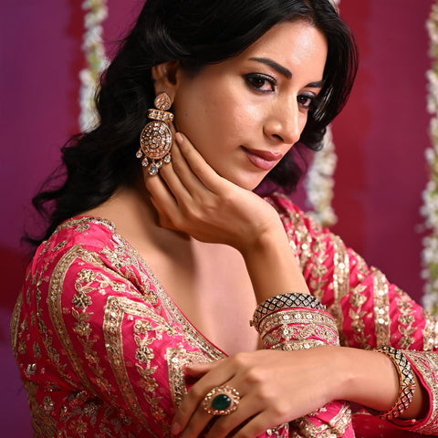 Stunning Real Kundan Long Dangle Drop Bold Earrings for Women