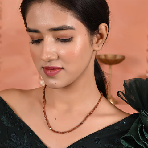 Semi-Precious American Onyx Brown Beads Necklace for Women