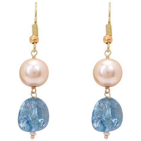 Blue & White Pearls Adorable Set of Earrings & Necklace
