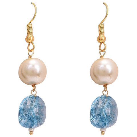 Blue & White Pearls Adorable Set of Earrings & Necklace