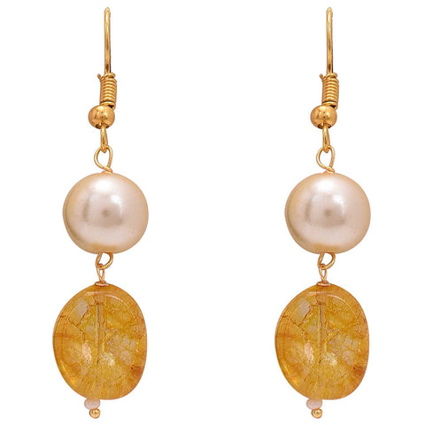 Yellow & White Pearls Adorable Set of Earrings & Necklace