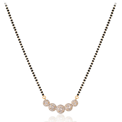 Gold Plated American Diamond CZ Round Mangalsutra With Chain