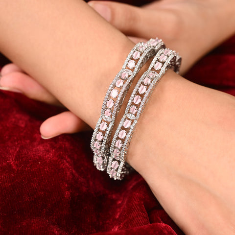 American Diamond CZ Pink Curve Stylish Bangles