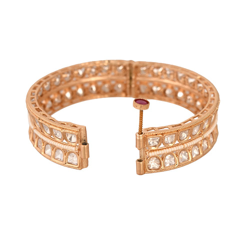 Kundan Diamond CZ Openable Pearl Heavy Kada Bangles