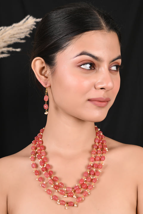 Handpicked and Handcrafted: Semi-Precious & Pearl Beads Necklace & Earring for Women