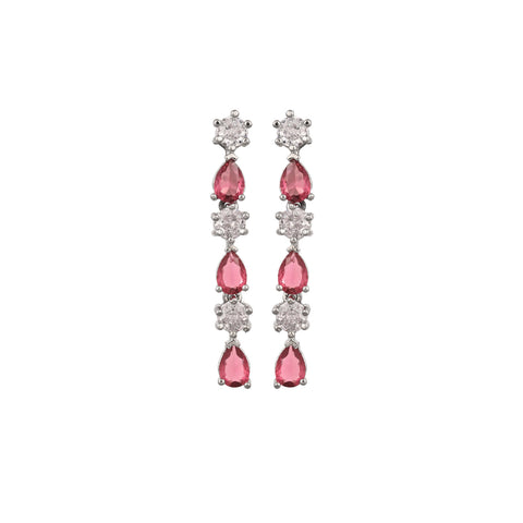 Silver Plated American Diamond CZ Sleek Dangle Drop Earrings
