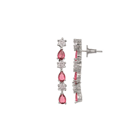 Silver Plated American Diamond CZ Sleek Dangle Drop Earrings