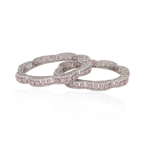American Diamond CZ Pink Curve Stylish Bangles