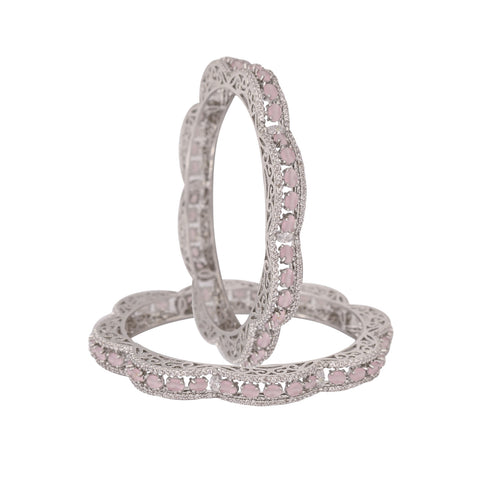 American Diamond CZ Pink Curve Stylish Bangles