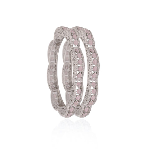 American Diamond CZ Pink Curve Stylish Bangles