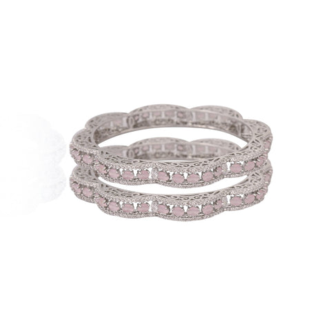 American Diamond CZ Pink Curve Stylish Bangles