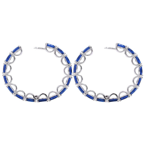 A Must-Have for Fashion-Forward Women: Designer CZ Blue Hoop Earrings