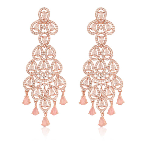 Shimmer and Shine: Designer CZ Drop Pink Earrings for Women Who Love Bling