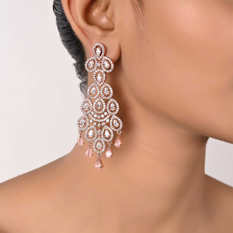 Shimmer and Shine: Designer CZ Drop Pink Earrings for Women Who Love Bling