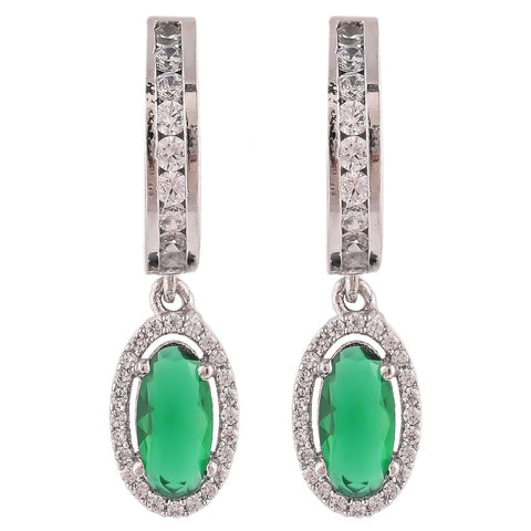 Sophisticated Glam: Handcrafted CZ Green Hoop Earrings for the Modern Woman