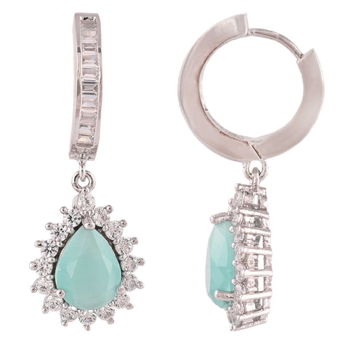 Modernize Your Look with Designer CZ Mint Green Hoop Earrings