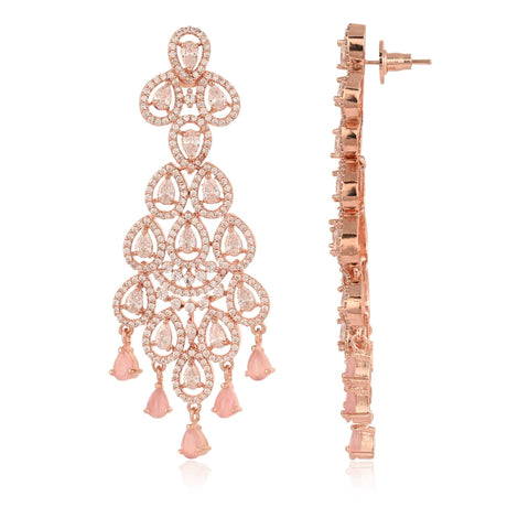 Shimmer and Shine: Designer CZ Drop Pink Earrings for Women Who Love Bling
