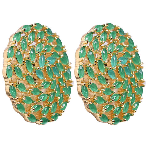 Make a Bold Fashion Statement with Our Unique CZ Green Stud Earrings