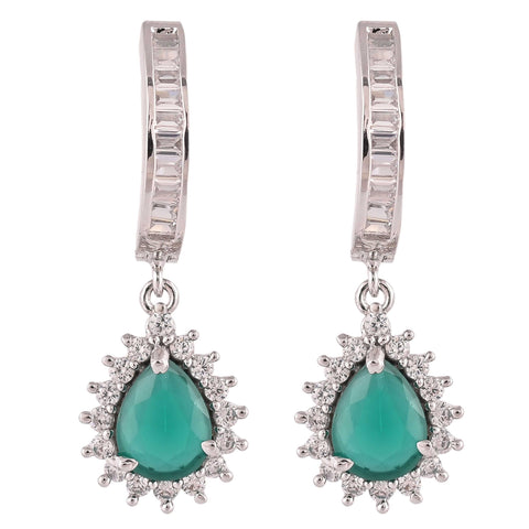 Luxurious Handcrafted CZ Hoop Light Green Earrings: The Ultimate Style Statement
