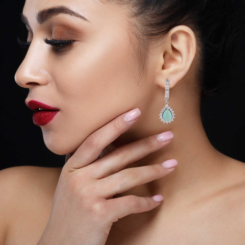 Modernize Your Look with Designer CZ Mint Green Hoop Earrings