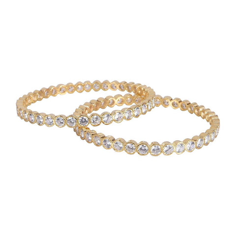 Gold Plated White CZ American Diamond Bangle