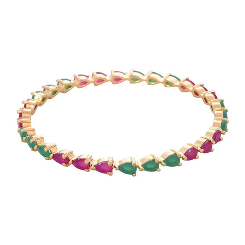 Gold Plated Pear CZ American Diamond Bangle