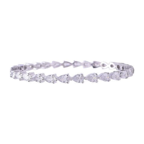 Silver Plated White Pear CZ American Diamond Bangle