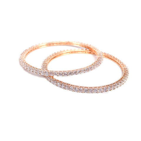 Rose Gold Plated White Round CZ Solitaire Bangle