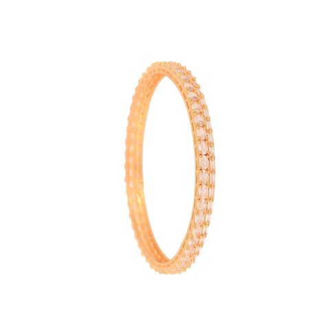 Gold Plated White CZ American Diamond Dual Design Bangle Set