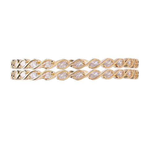 Gold Plated Oval White CZ American Diamond Bangle